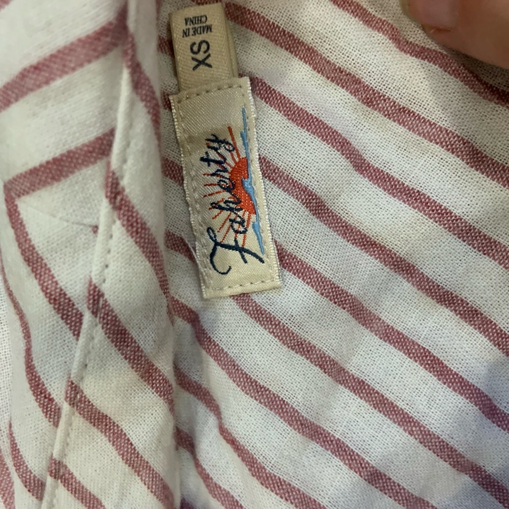 Faherty Avery Red Stripped Button Up Fall Casual … - image 5